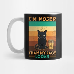 Introvert Coffee Cat I'm nicer than my face looks Mug